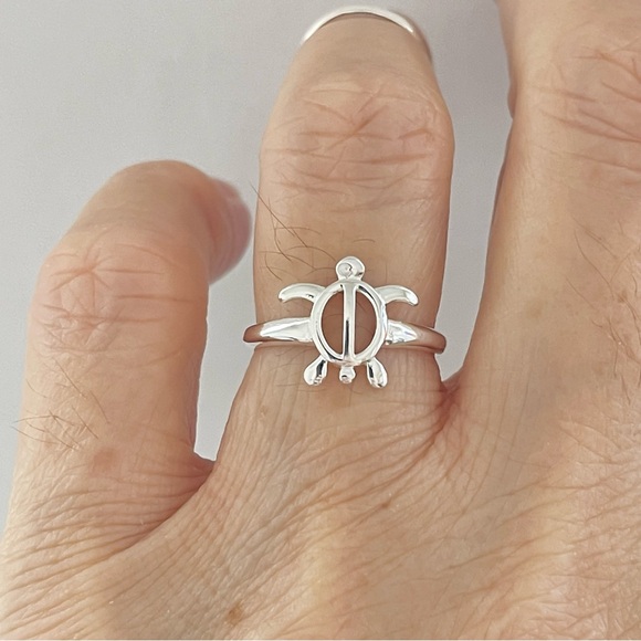Sterling Silver High Polish Open Turtle Ring, Silver Rings, Ocean Animal Ring - Picture 6 of 13